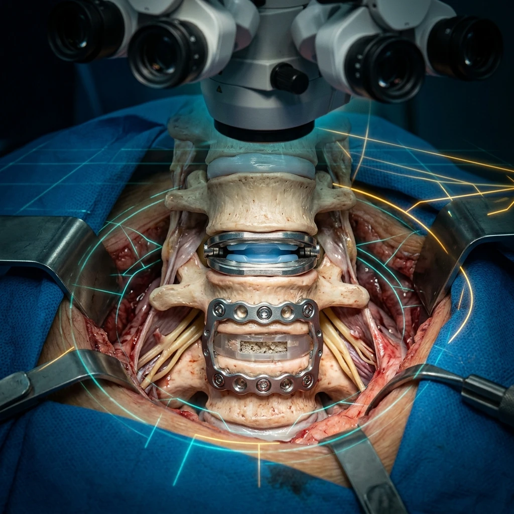 Hybrid spinal surgery combining arthroplasty and fusion
