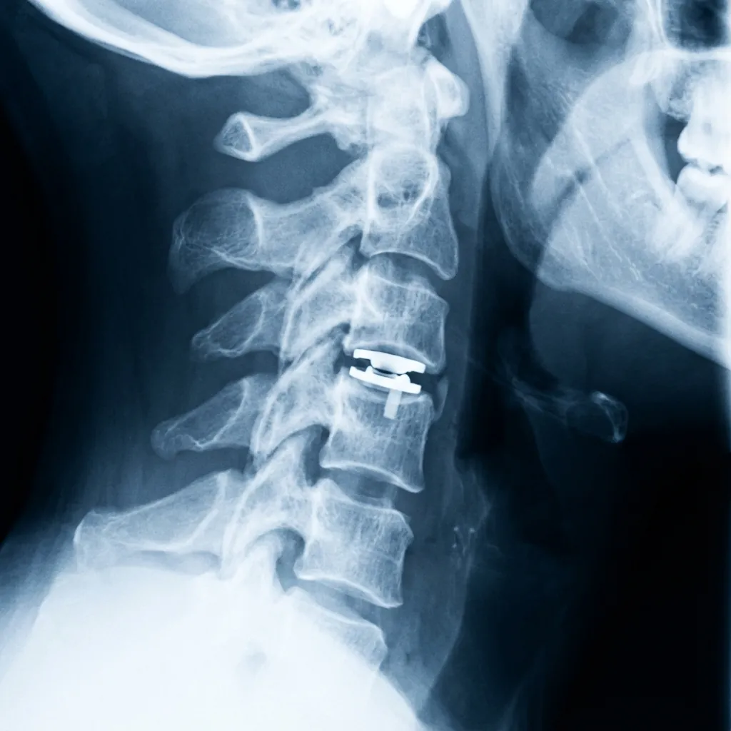 Six-week cervical radiograph showing implant position