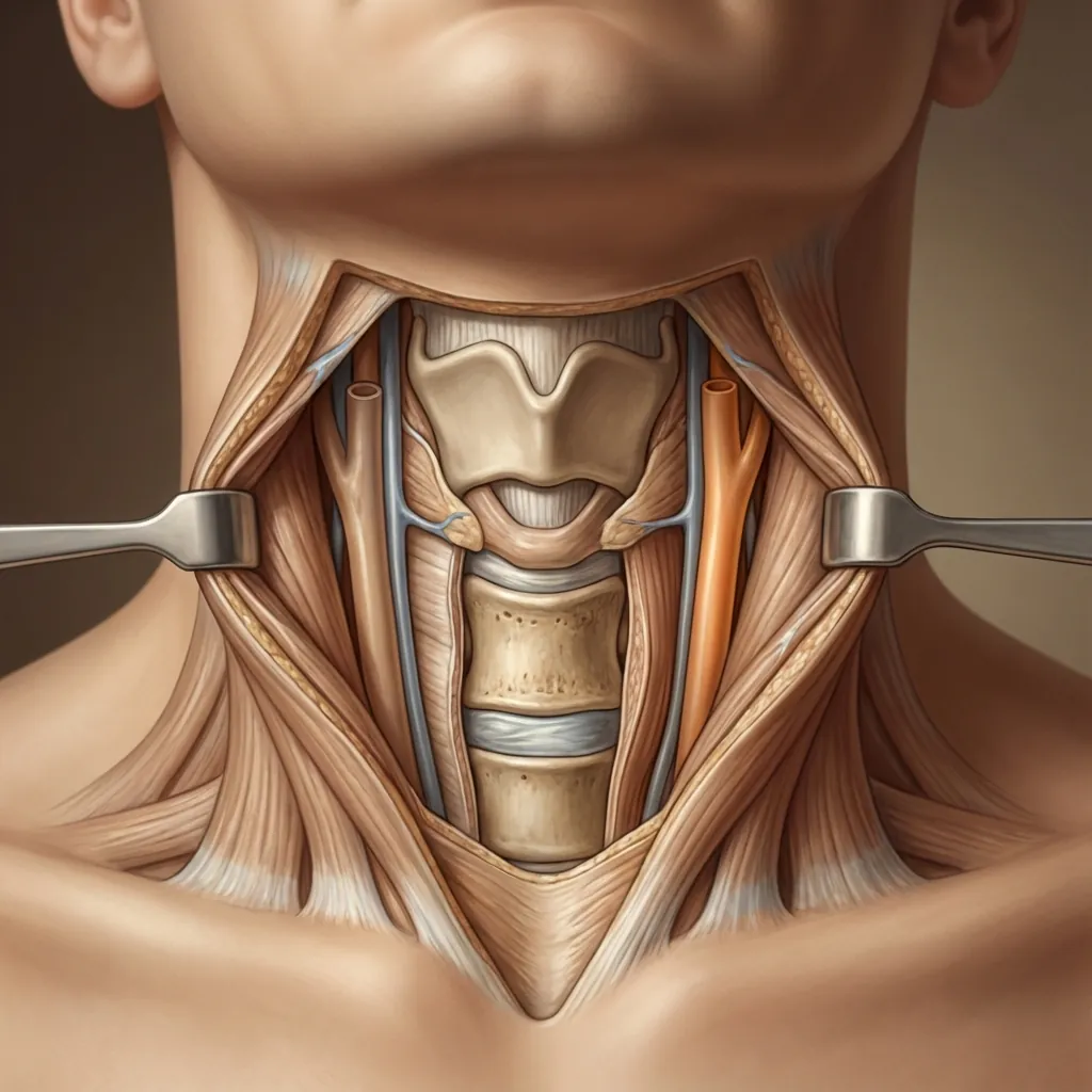 Anterior cervical surgical corridor showing approach anatomy