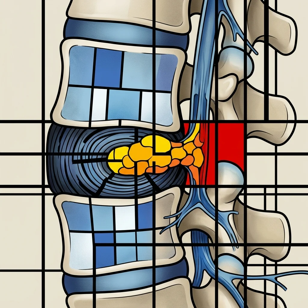 Detailed cross-section of a healthy intervertebral disc showing the Nucleus Pulposus and Annulus Fibrosus