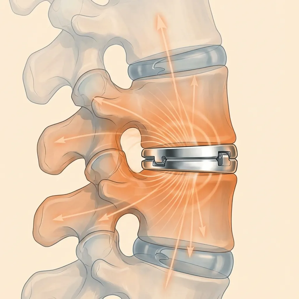 Spinal segment motion visualisation showing load distribution