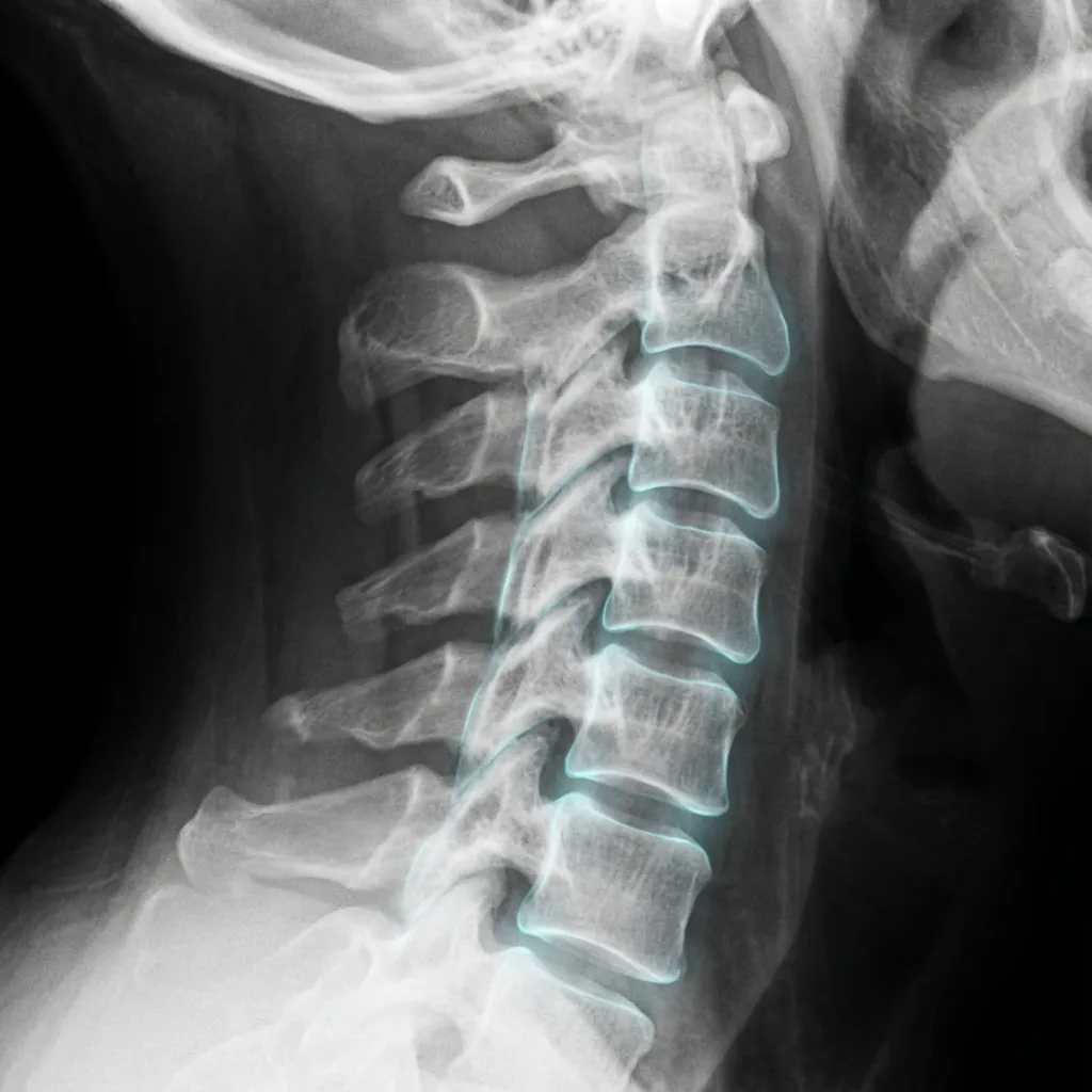 Dynamic cervical spine X-ray showing flexion-extension motion
