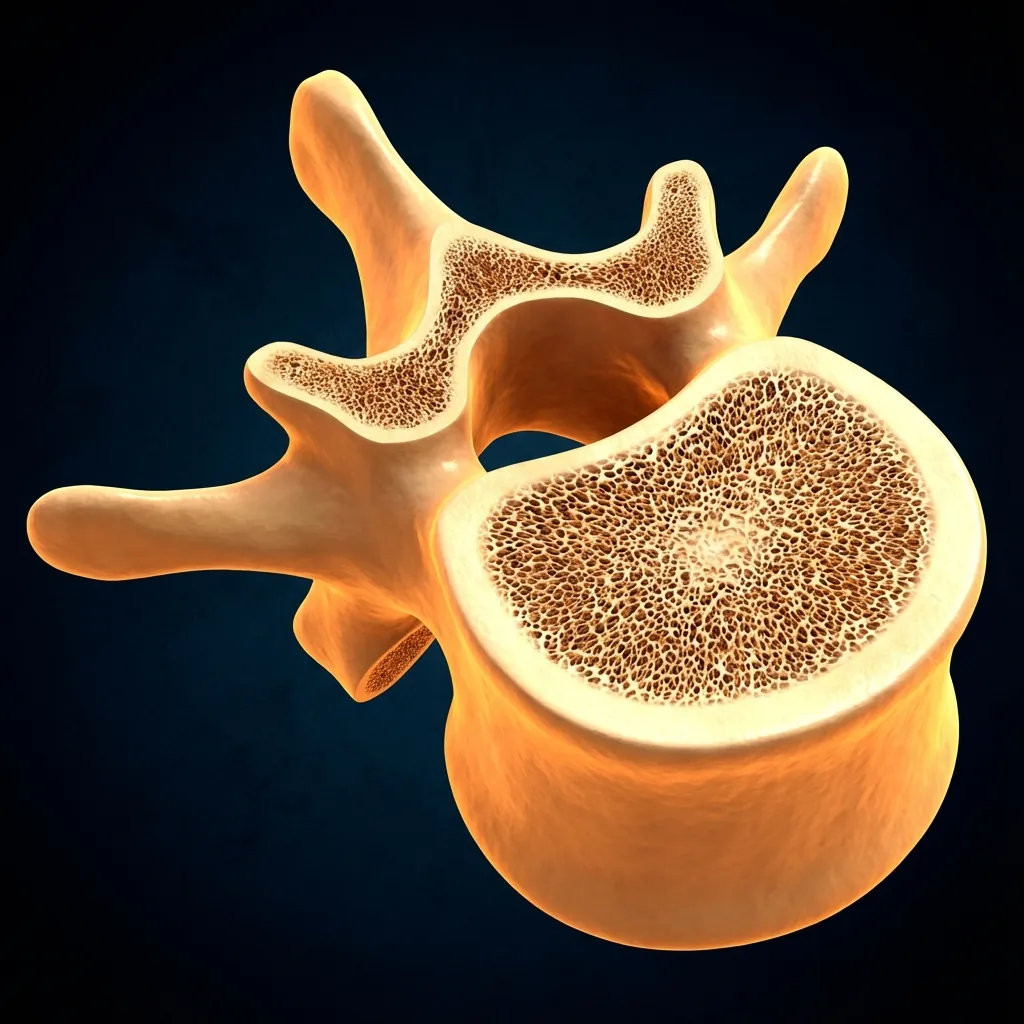 Lumbar spine L1-L5 vertebral architecture with labelled components