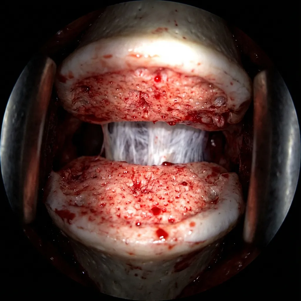 Discectomy and endplate preparation showing nucleus removal and endplate levelling