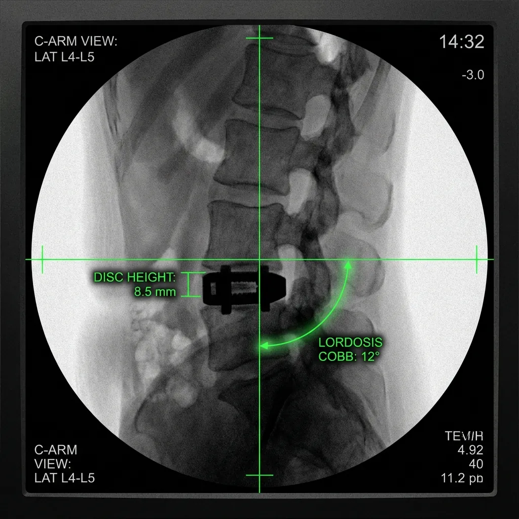 Fluoroscopic verification of implant positioning during surgery