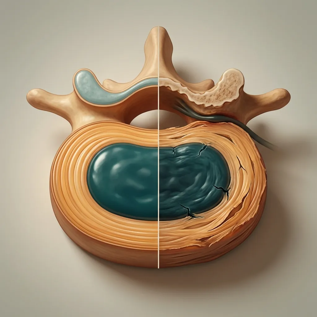 Anatomical illustration of degenerative disc disease affecting the spine