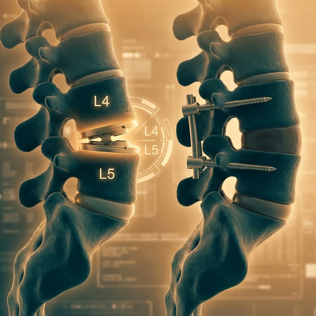 Lumbar total disc replacement compared to lumbar fusion surgery